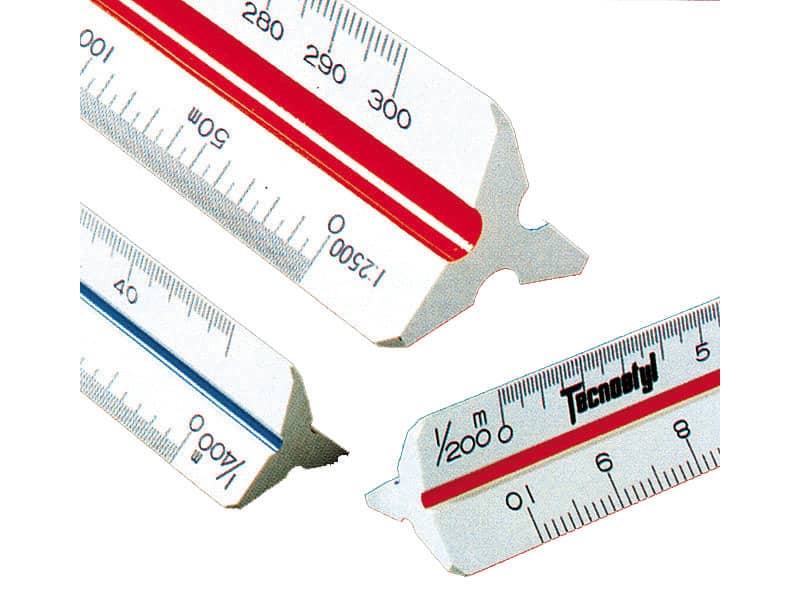 Scalimetro triangolare professionale da 30 cm TECNOSTYL in plastica a 6 scale 1:20 a 1:100 - 91/E