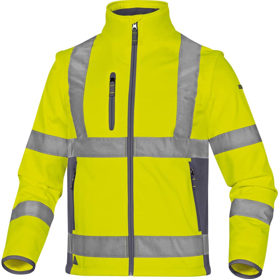 Giacca Delta Plus Moonlight2 -classe 3- 5 tasche - tessuto softshell - argento giallo fluo-blu - L - MOON2JGGT
