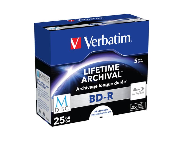 Blue-Ray BD-RE M-Disk Verbatim 4x 25 GB Jewel Case Conf. 5 pezzi - 43823