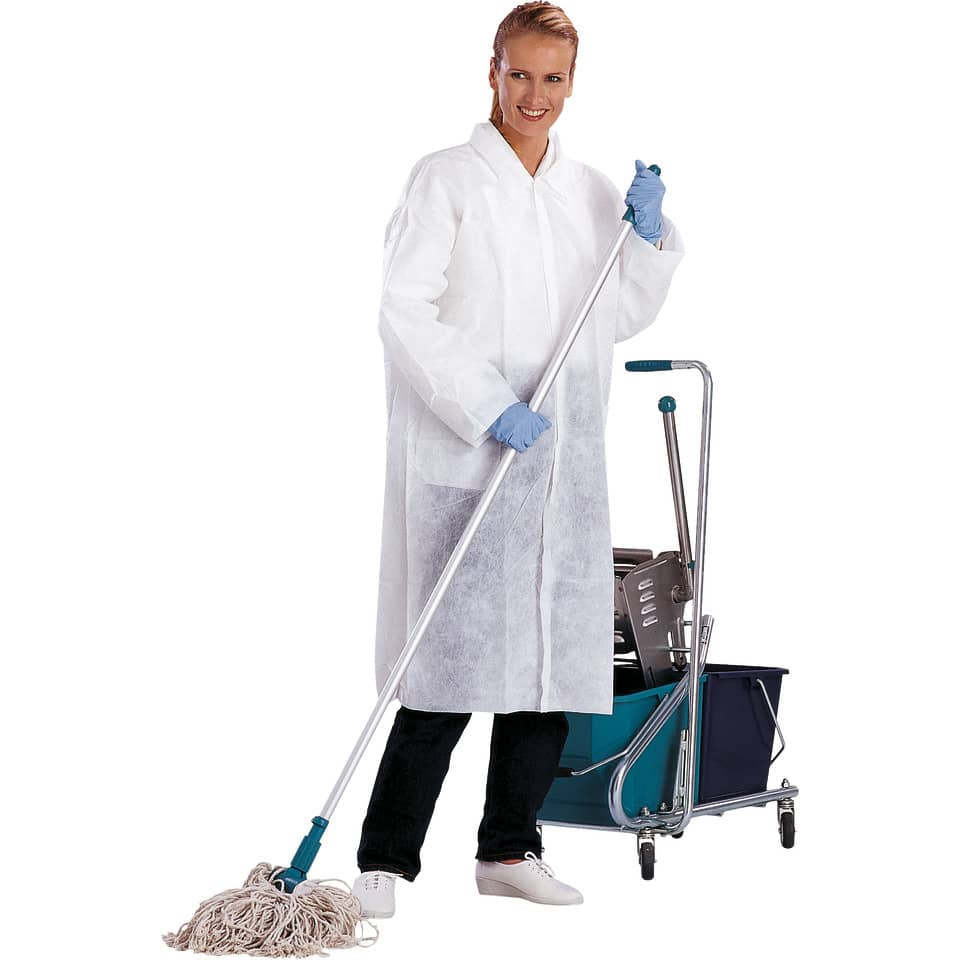 Camici da lavoro DELTA PLUS in PPL non tessuto - chiusura 4 bottoni - 2 tasche applicate bianco - L - BLOUSPOGT