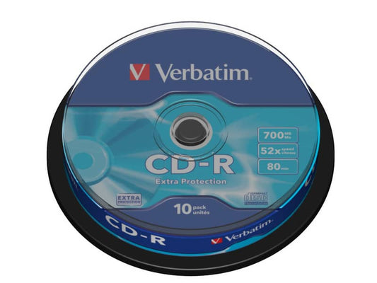 CD-R Extra Protection Verbatim 700 MB 52x Spindle Case da 10 cd-r - 43437