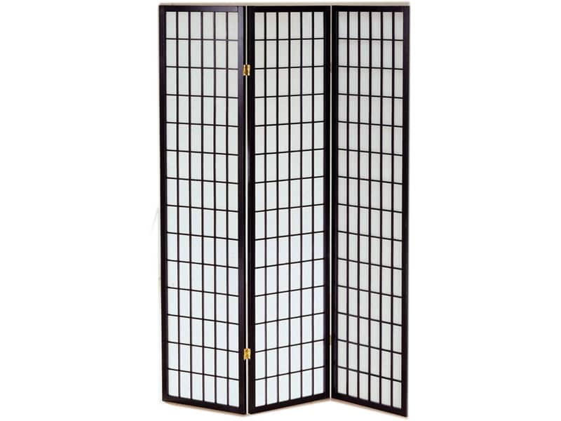 Paravento a 3 ante Serena Group in legno e carta di riso nero 130,5x178 cm NY1001-3