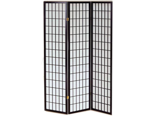 Paravento a 3 ante Serena Group in legno e carta di riso nero 130,5x178 cm NY1001-3