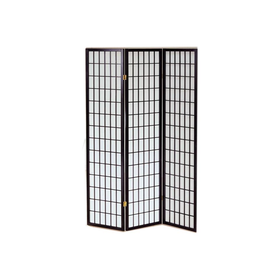 Paravento a 3 ante Serena Group in legno e carta di riso nero 130,5x178 cm NY1001-3