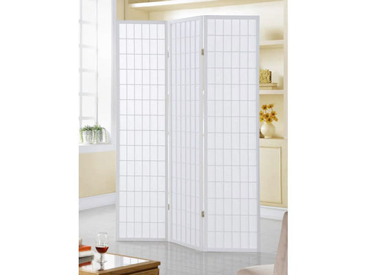 Paravento a 3 ante Serena Group in legno e carta di riso bianco 130,5x178 cm NY1004-3