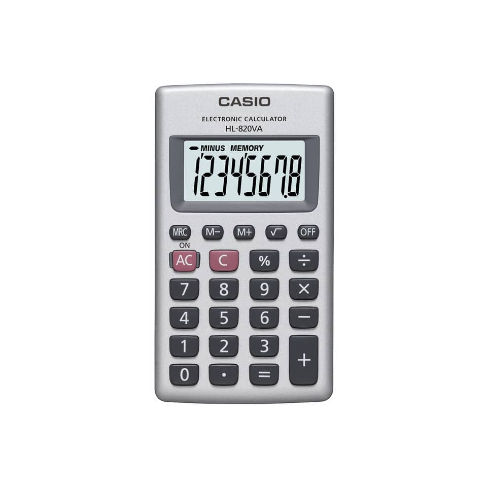 Calcolatrice tascabile CASIO 8 cifre a batteria - struttura in metallo Argento - HL-820VA