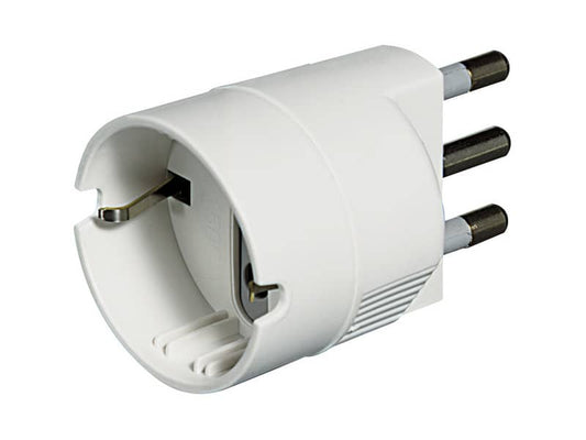 Adattatore bticino con spina 2P+T 16A e presa tedesca, 1500W bianco S3624DBOX