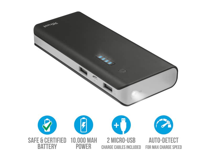 Caricabatterie portatile Powerbank 10000 Trust Primo nero 21149