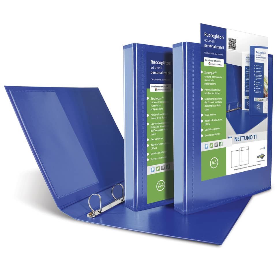 Raccoglitore personalizzabile Sei Rota Nettuno TI - 4 anelli a D 25 mm - A4 blu - dorso 3 cm - 36832547