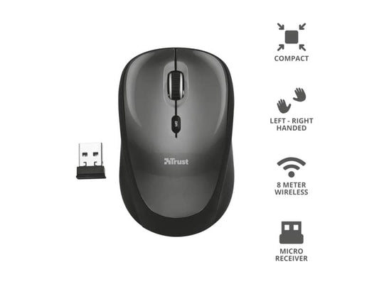 Mouse ottico wireless Trust Yvi nero 18519
