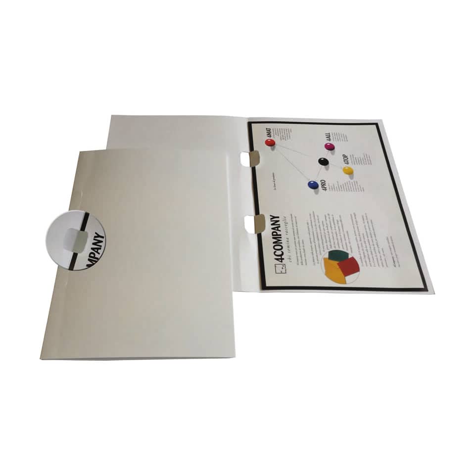 Cartelline con naselli 4Mat A4 in bindakote 250 g/m² bianco conf. da 10 pezzi - 3640