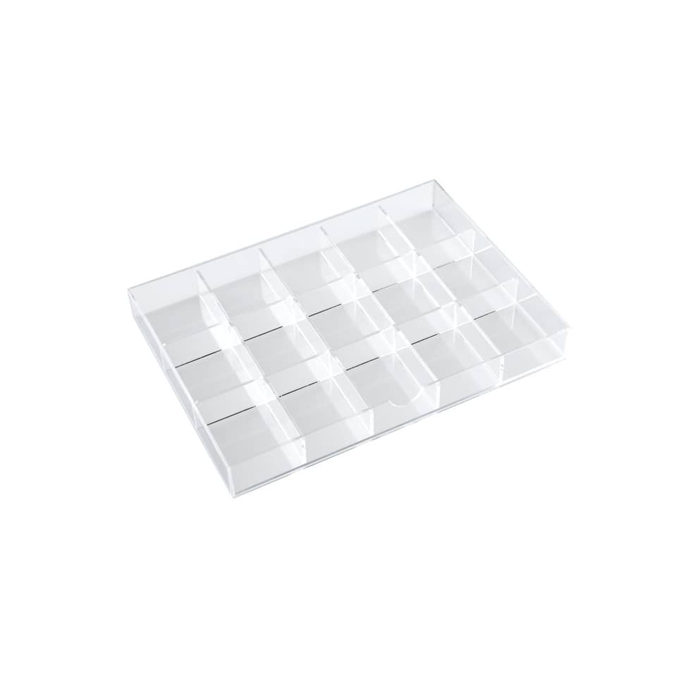 Divisorio per cassettiera TECNOSTYL in acrilico a 15 scomparti trasparente K15ACRD040