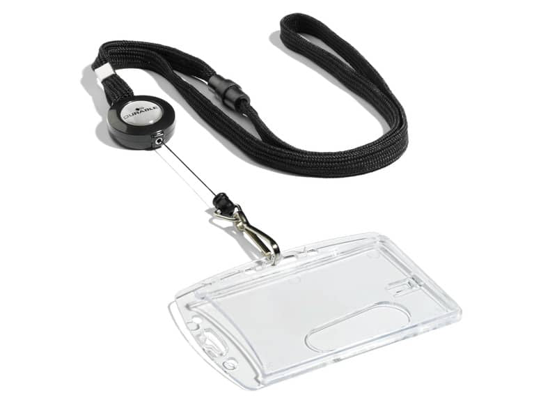 Chiocciole portabadge YO-YO Durable rotonde in plastica con cordoncino nero 822301