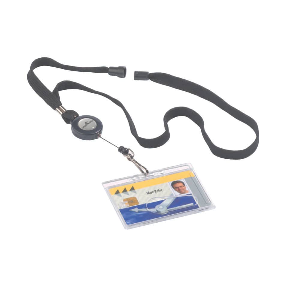 Chiocciole portabadge YO-YO Durable rotonde in plastica con cordoncino nero 822301