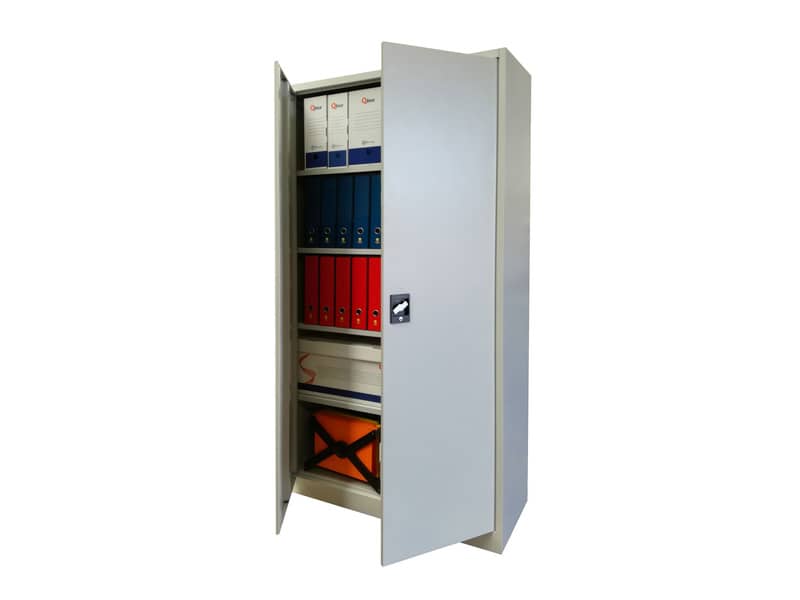 Armadio in metallo con porte battenti KUBO 1 vano / 4 ripiani grigio 100x45x200 cm - BA100 G