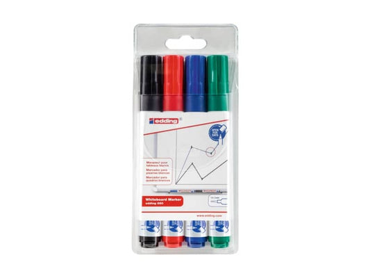 Marcatori per lavagne bianche edding 660 punta conica 1,5-3 mm assortiti confezione da 4 - 4-660-4
