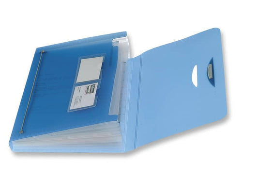 Cartella a soffietto LEONARDI 12 scomparti PPL traslucido azzurro trasparente 33x23cm - 40330