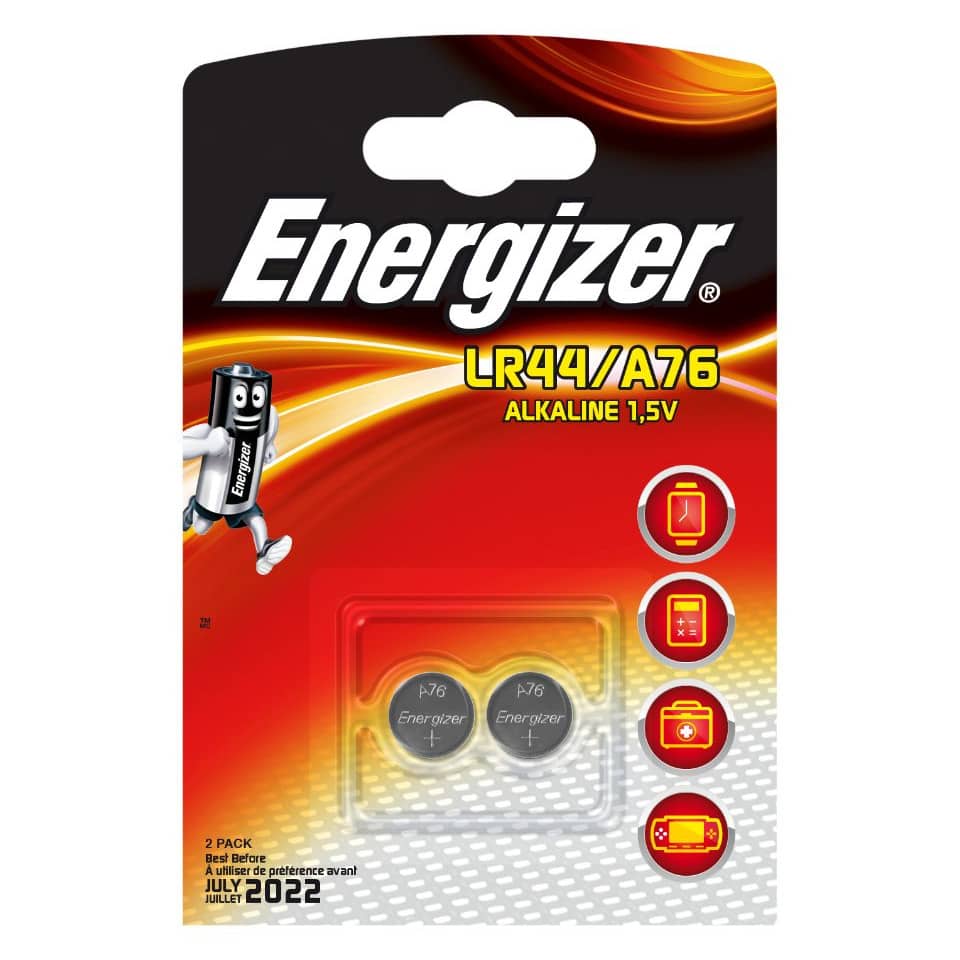 Batterie alcaline a bottone ENERGIZER LR44/A76 conf. da 2 - E301536600