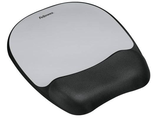 Tappetino mouse con poggiapolsi FELLOWES Memory Foam - argento 27,6x23,2x3,2 cm - 9175801