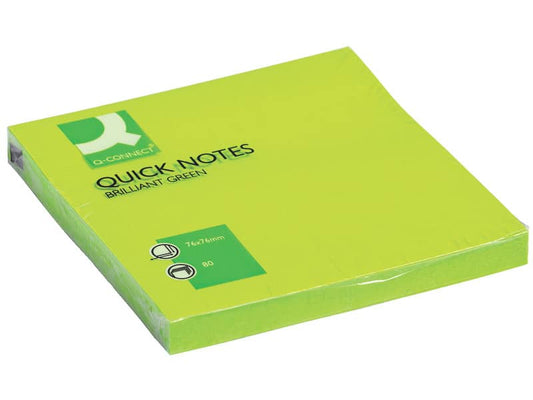 Foglietti riposizionabili Q-Connect 70 g/m² verde neon 76x76 mm 6 blocchetti da 80 ff - KF10515