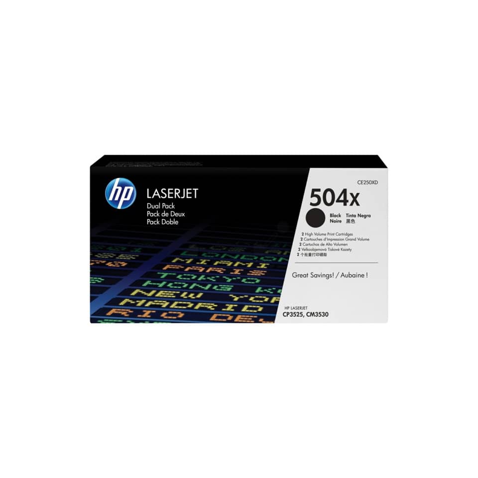 Toner alta capacità 504X HP nero  Conf. 2 - CE250XD