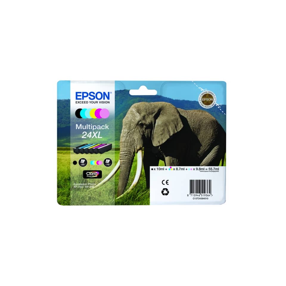 Cartuccia inkjet Elefante 24XL Epson 6 colori C13T24384011