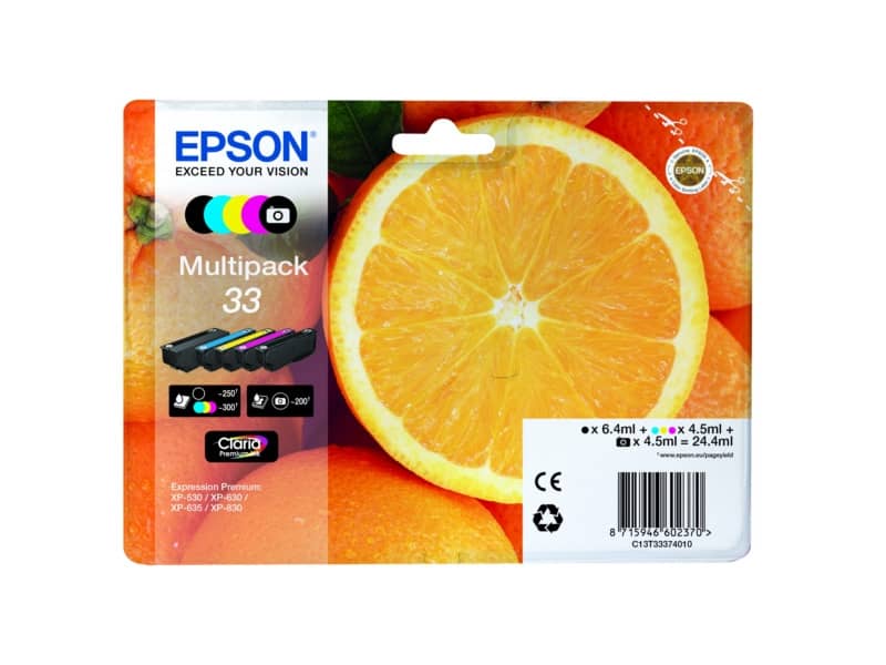 Cartucce inkjet Arance T33 Epson 5 colori Conf. 5 - C13T33374011