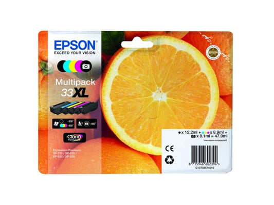 Cartucce inkjet alta capacità Arance T33XL Epson n+c+m+g Conf. 4 - C13T33574011