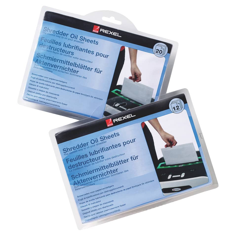 Fogli lubrificanti per distruggidocumenti Rexel Formato A5 conf. 20 fogli - 2101949