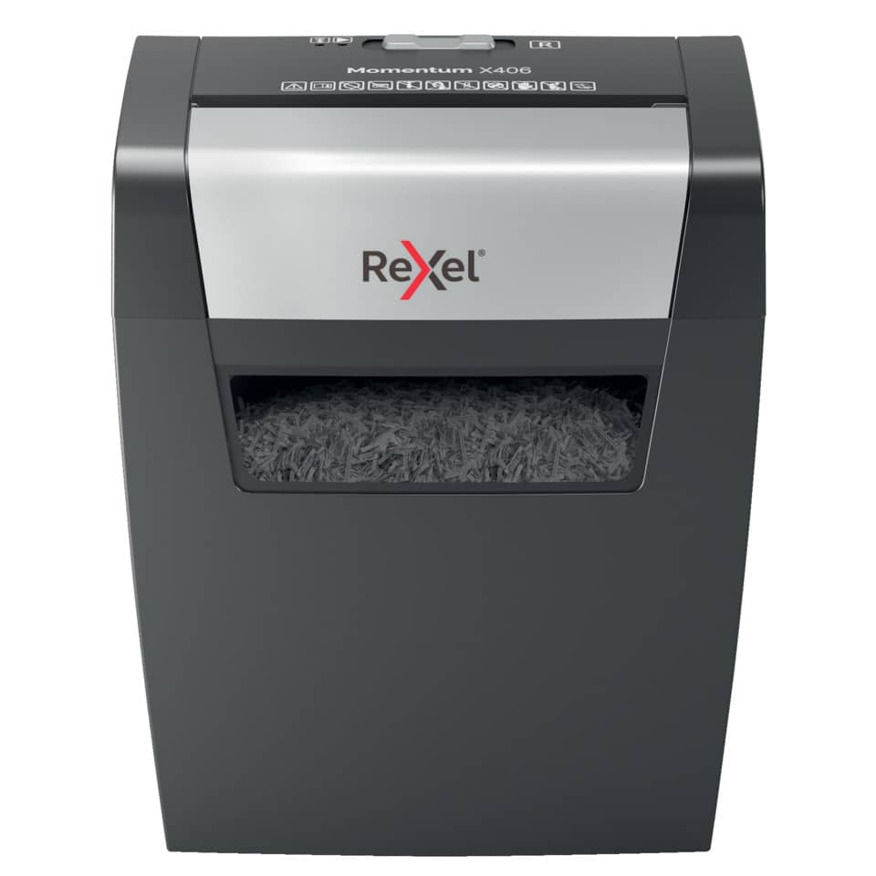Distruggidocumenti uso personale Rexel Momentum X406 - P-4 - 15 L - taglio a frammenti 4x30 mm - 2104569EU