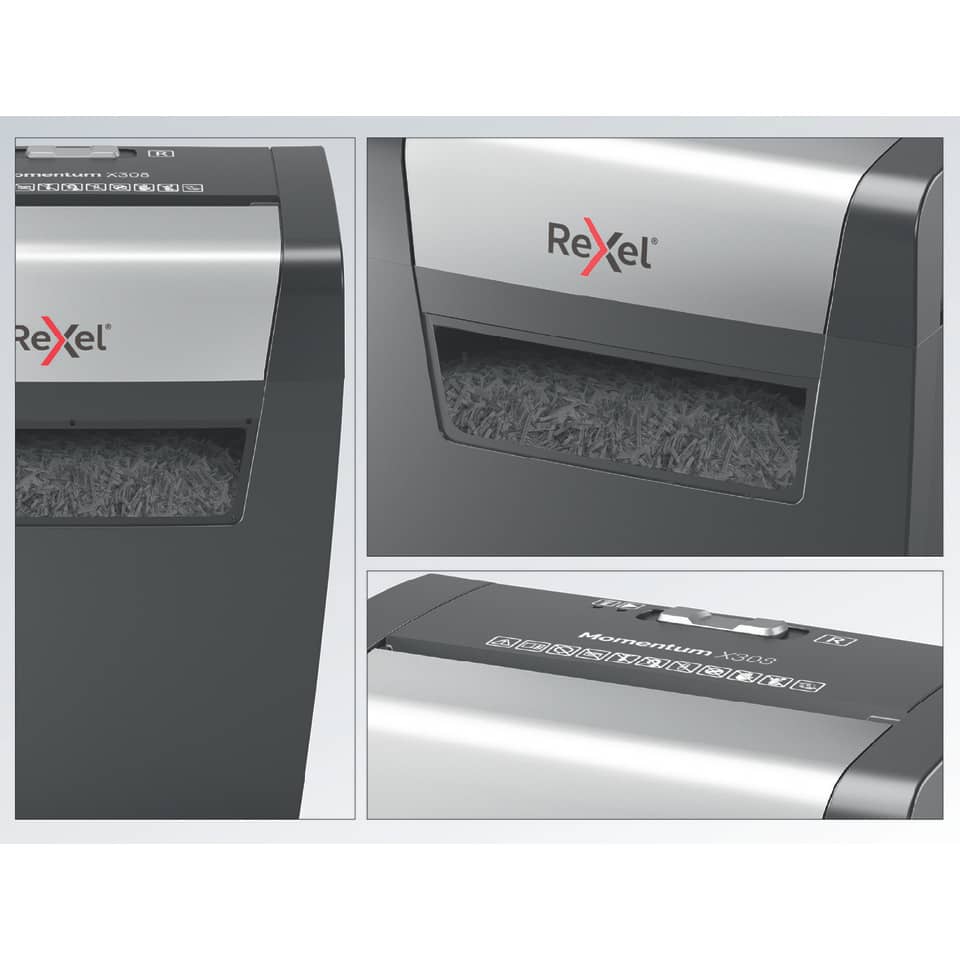 Distruggidocumenti uso moderato Rexel Momentum X308 - P-3 - 15 L - taglio a frammenti 5x42 mm - 2104570EU