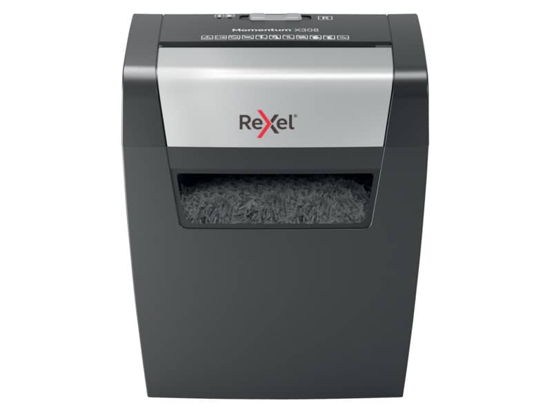 Distruggidocumenti uso moderato Rexel Momentum X308 - P-3 - 15 L - taglio a frammenti 5x42 mm - 2104570EU