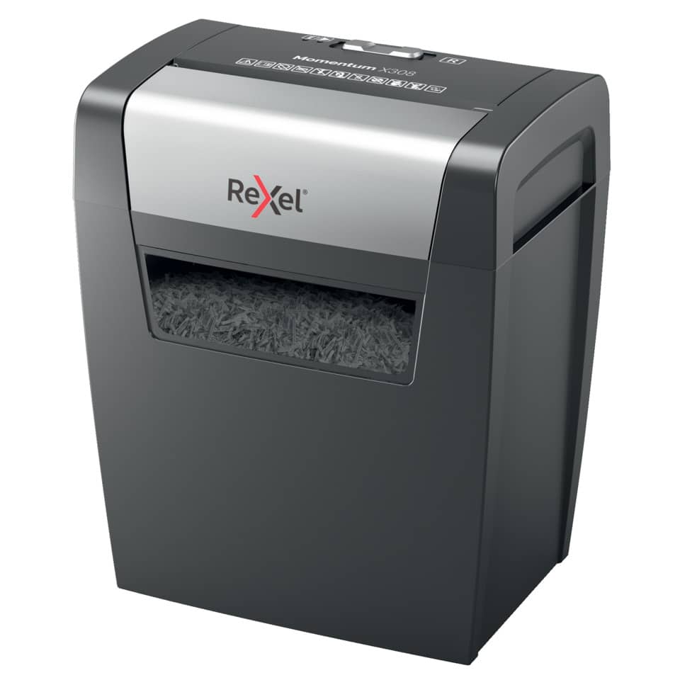 Distruggidocumenti uso moderato Rexel Momentum X308 - P-3 - 15 L - taglio a frammenti 5x42 mm - 2104570EU