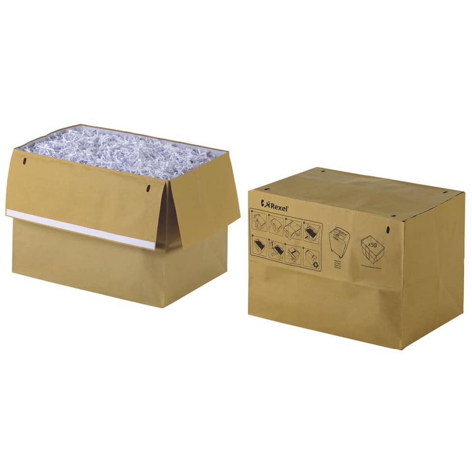 Sacchetti riciclabili per distruggidocumenti Rexel 50 L conf. da 50 - 2102441