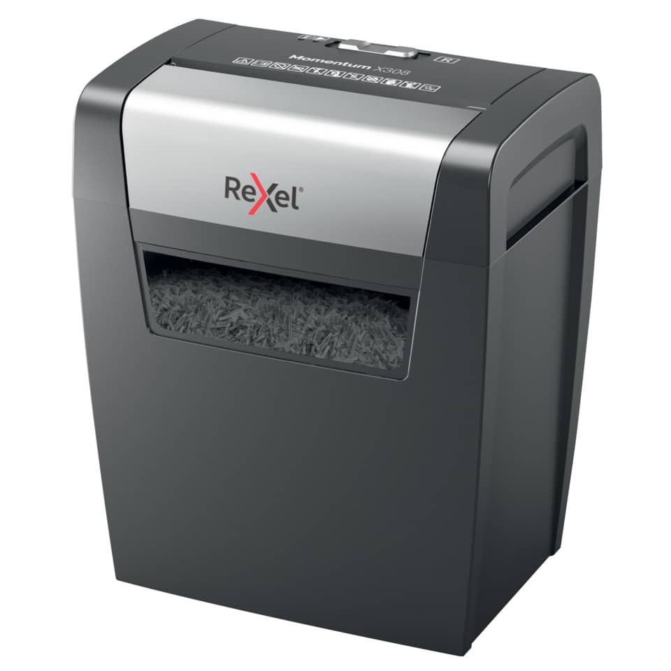 Distruggidocumenti uso moderato Rexel Momentum X308 - P-3 - 15 L - taglio a frammenti 5x42 mm - 2104570EU