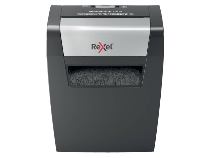 Distruggidocumenti uso moderato Rexel Momentum X308 - P-3 - 15 L - taglio a frammenti 5x42 mm - 2104570EU
