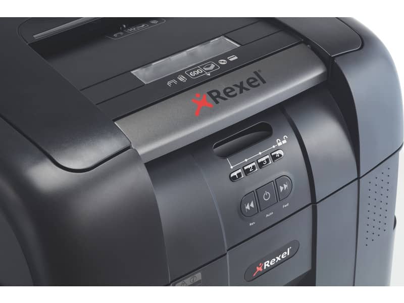 Distruggidocumenti ad alimentazione automatica Rexel Auto+600X P-4 80 L taglio a frammenti 4x40 mm - 2103500EUA