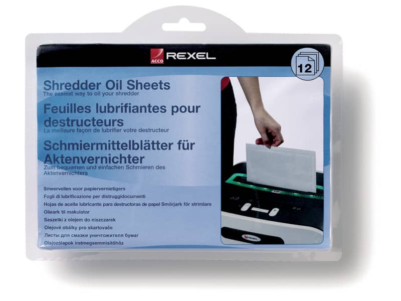 Fogli lubrificanti per distruggidocumenti Rexel Formato A5 conf. 12 fogli - 2101948