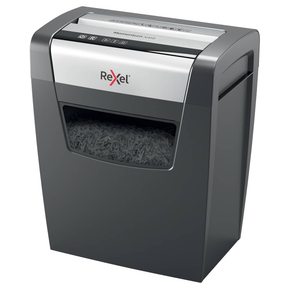 Distruggidocumenti uso moderato Rexel Momentum X410 - P-4 - 23 L - taglio a frammenti 4x28mm - 2104571EU