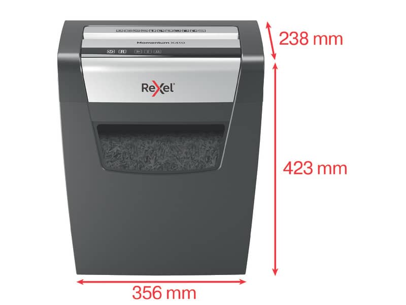 Distruggidocumenti uso moderato Rexel Momentum X410 - P-4 - 23 L - taglio a frammenti 4x28mm - 2104571EU