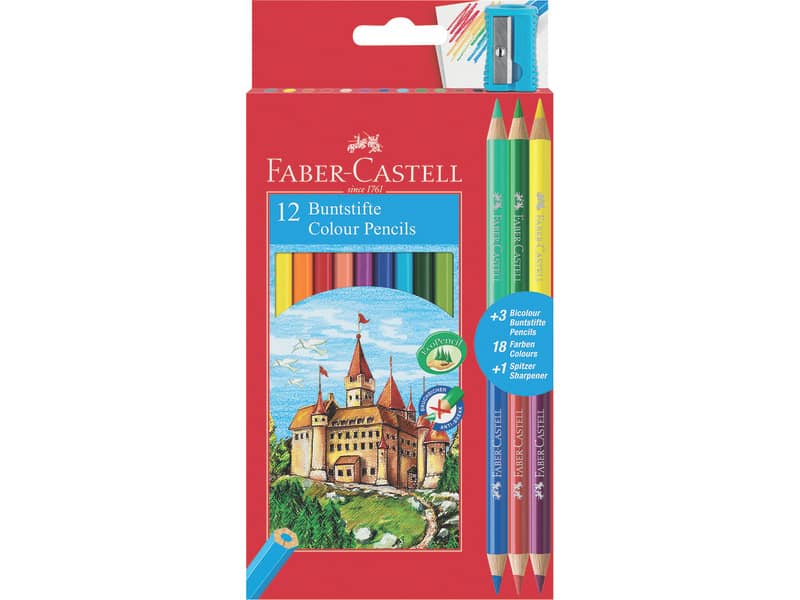 Matite colorate Faber-Castell Eco Il Castello Conf. 12 + 3 Bicolor - 110312