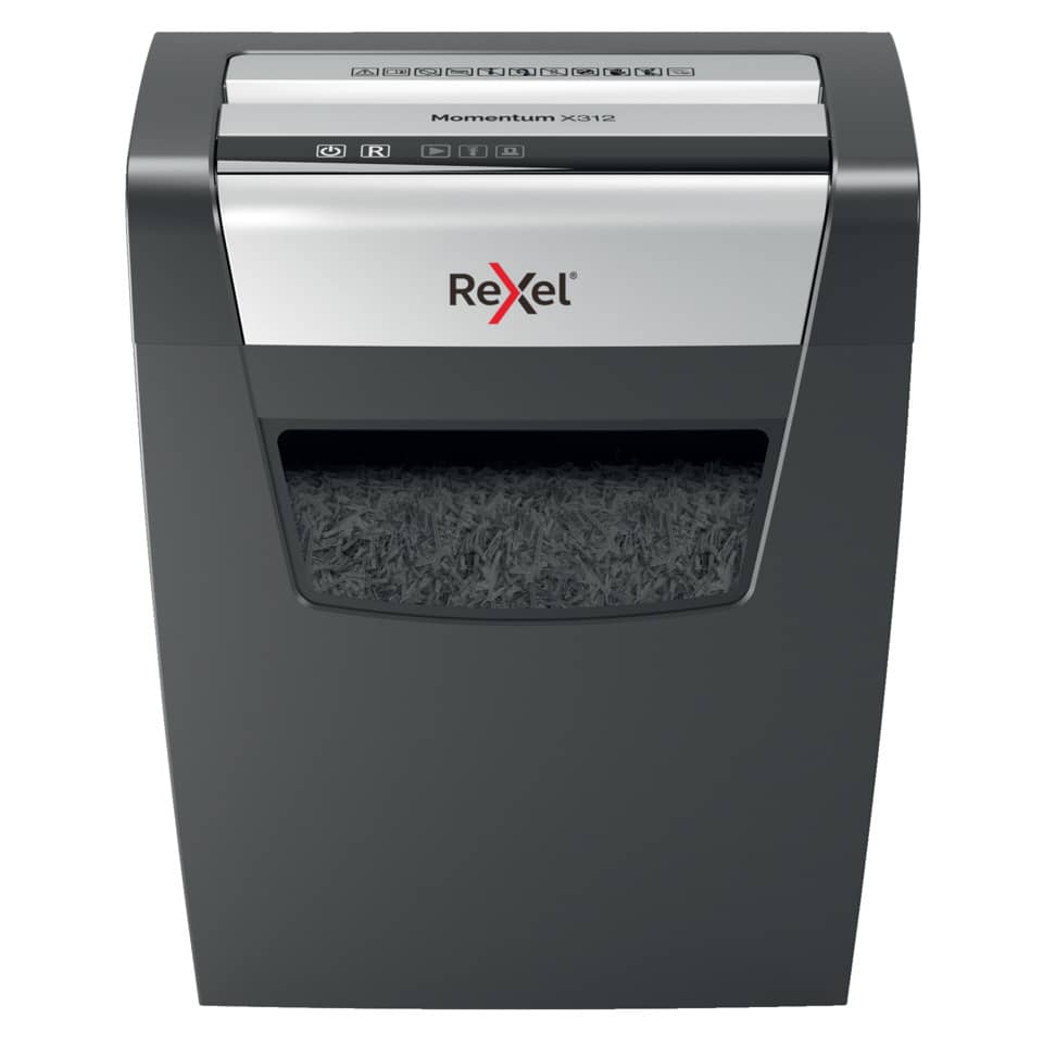 Distruggidocumenti uso moderato Rexel Momentum X312 - P-3 - 23 L - taglio a frammenti 5x42 mm - 2104572EU