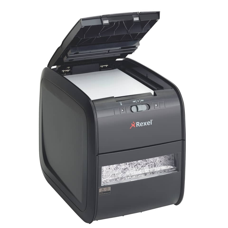Distruggidocumenti ad alimentazione automatica Rexel Auto+60X  P-3 15 L taglio frammenti 4x45 mm nero 2103060EU