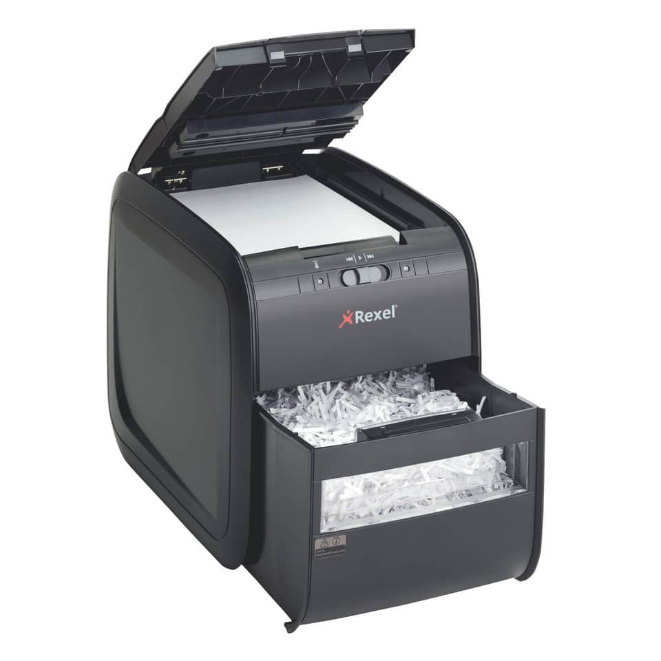 Distruggidocumenti ad alimentazione automatica Rexel Auto+60X  P-3 15 L taglio frammenti 4x45 mm nero 2103060EU