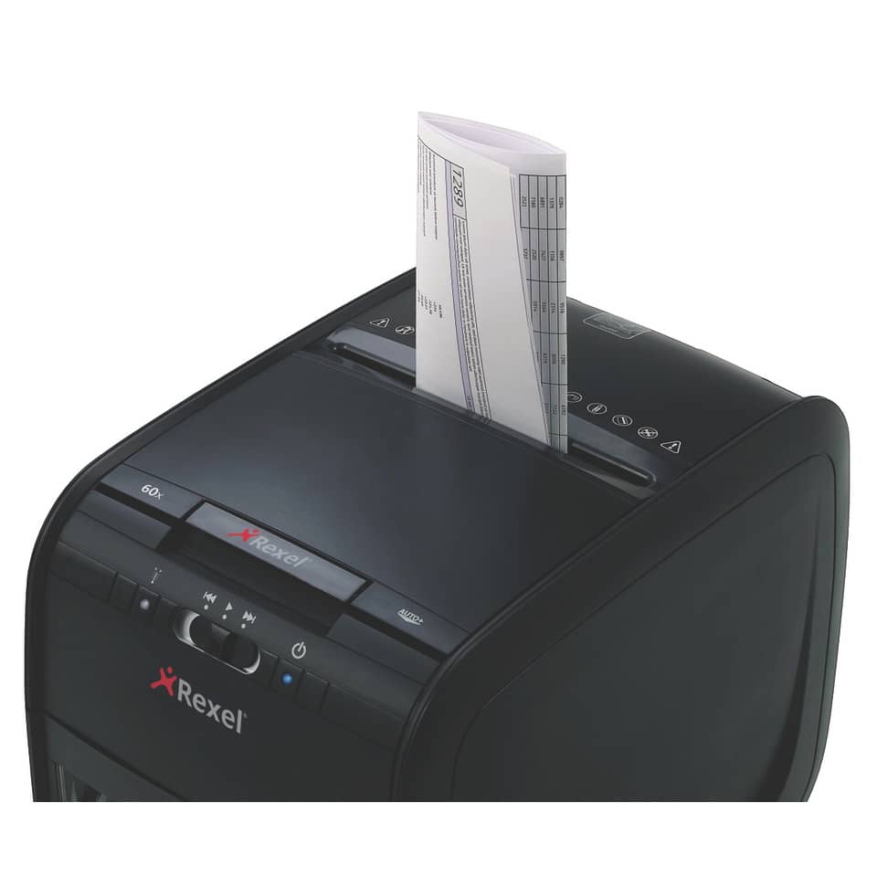 Distruggidocumenti ad alimentazione automatica Rexel Auto+60X  P-3 15 L taglio frammenti 4x45 mm nero 2103060EU