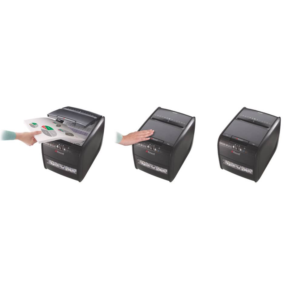 Distruggidocumenti ad alimentazione automatica Rexel Auto+60X  P-3 15 L taglio frammenti 4x45 mm nero 2103060EU