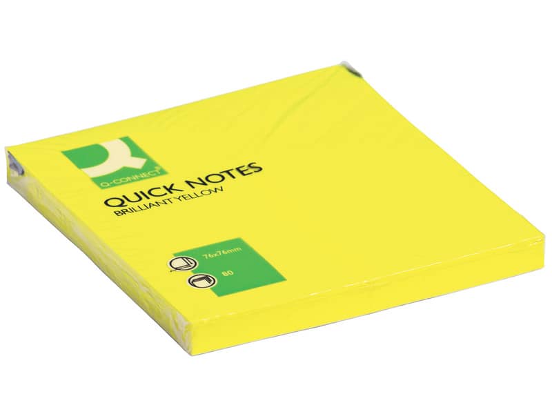 Foglietti riposizionabili Q-Connect 70 giallo neon 76x76 mm 6 blocchetti da 80 ff - KF10514