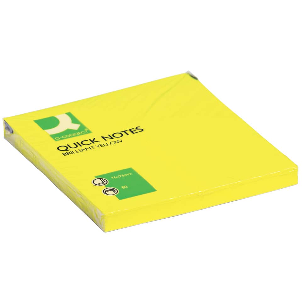 Foglietti riposizionabili Q-Connect 70 giallo neon 76x76 mm 6 blocchetti da 80 ff - KF10514