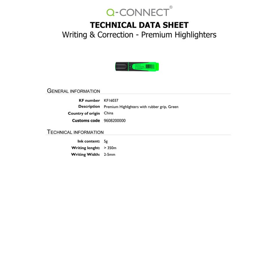 Evidenziatore Q-Connect 2-5 mm verde  KF16037
