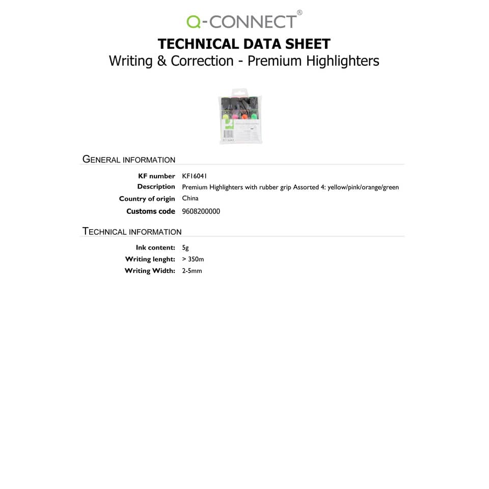 Evidenziatore Q-Connect 2-5 mm  astuccio da 4 colori - KF16041